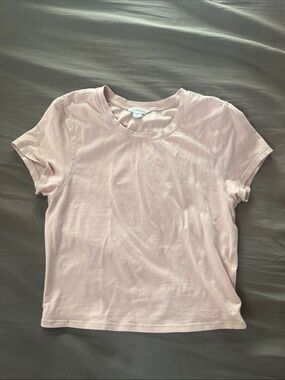 Organic Basics Blush Light Pink Crewneck Short Sleeve Baby Tee
